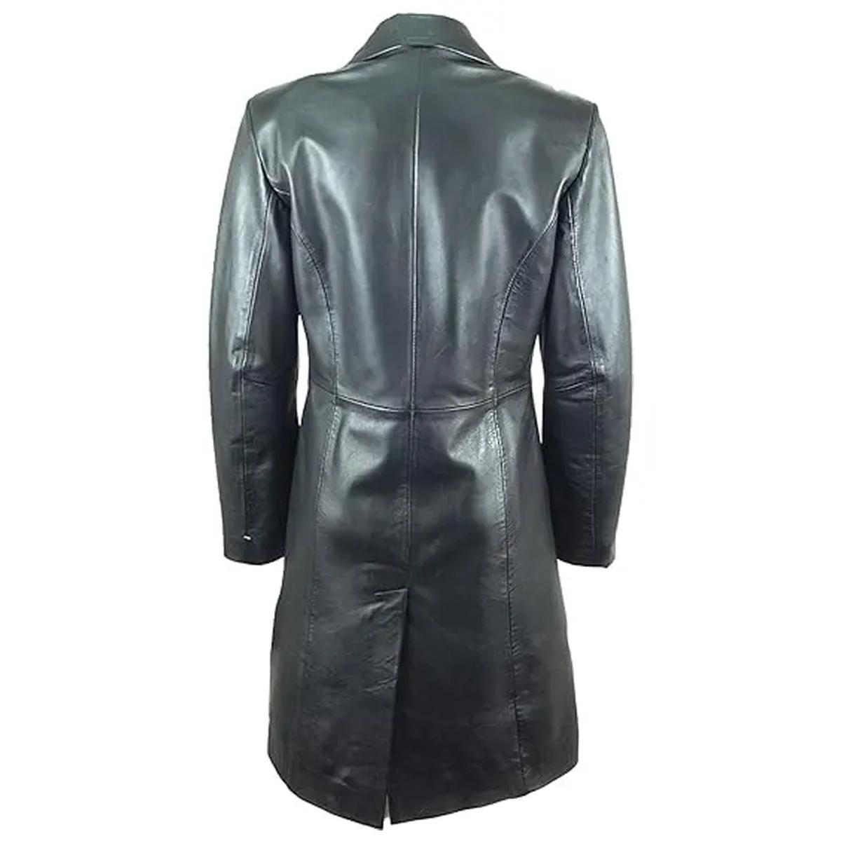 Trench monopetto in pelle nera