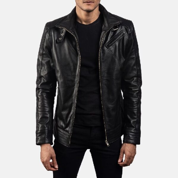 Giacca da motociclista in pelle nera Legacy