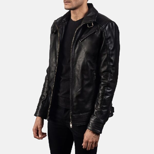Giacca da motociclista in pelle nera Legacy
