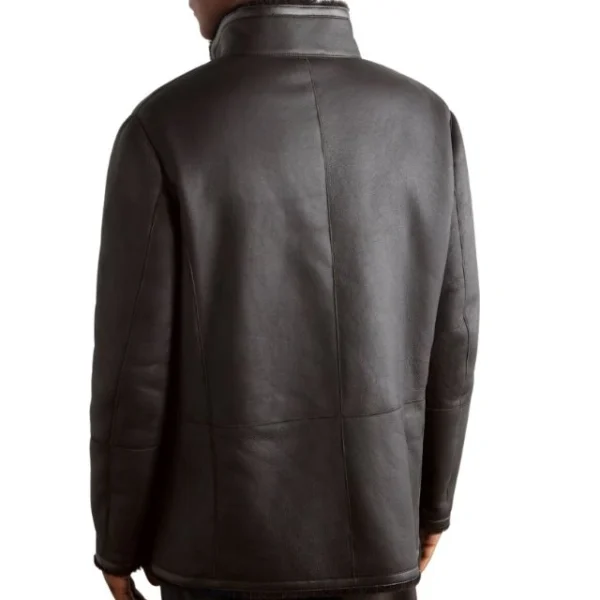 Cappotto in pelle con finiture in shearling Loro Piana