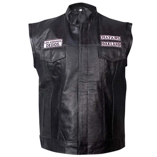 Gilet in pelle di pecora nera da uomo
