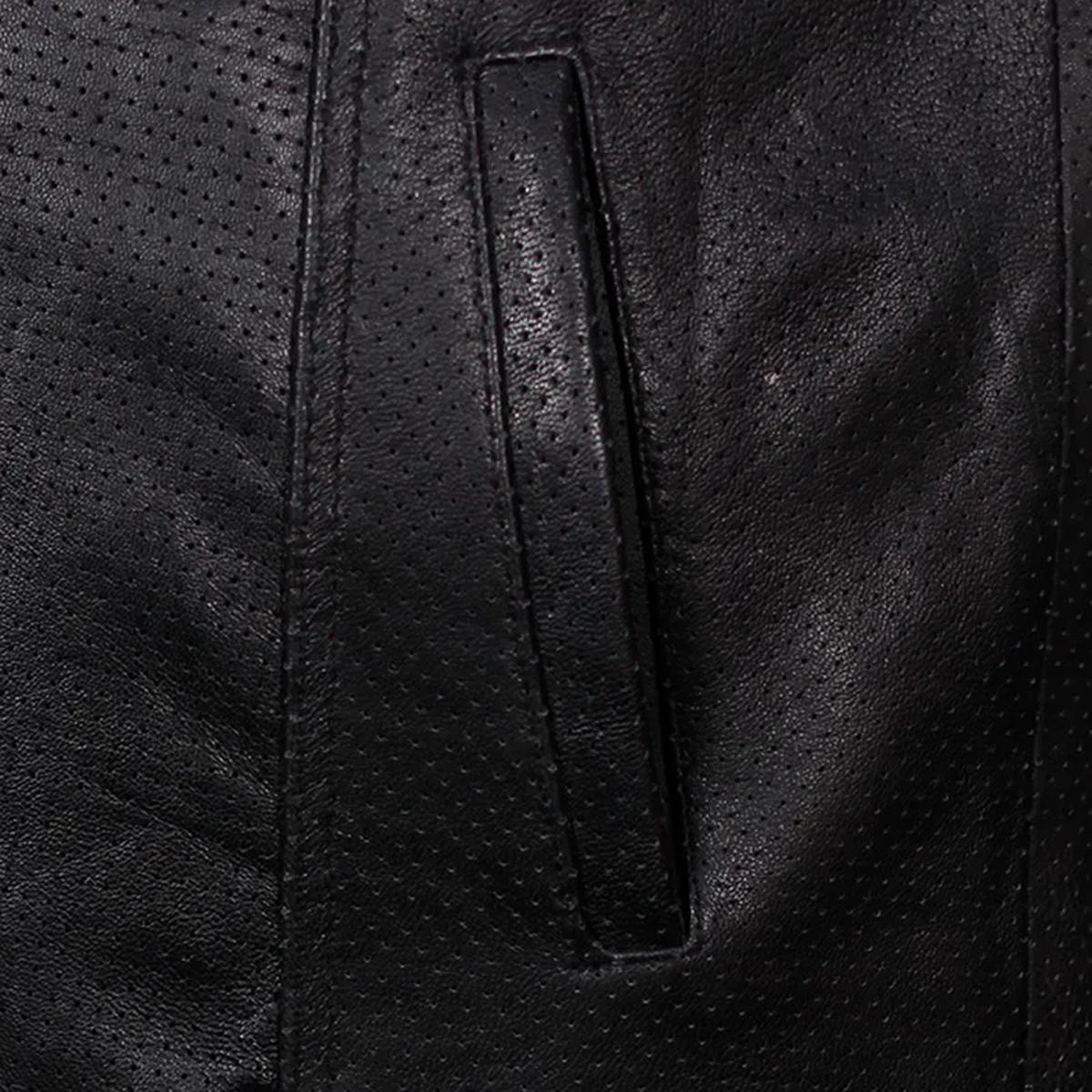 Gilet in pelle di pecora nera da uomo