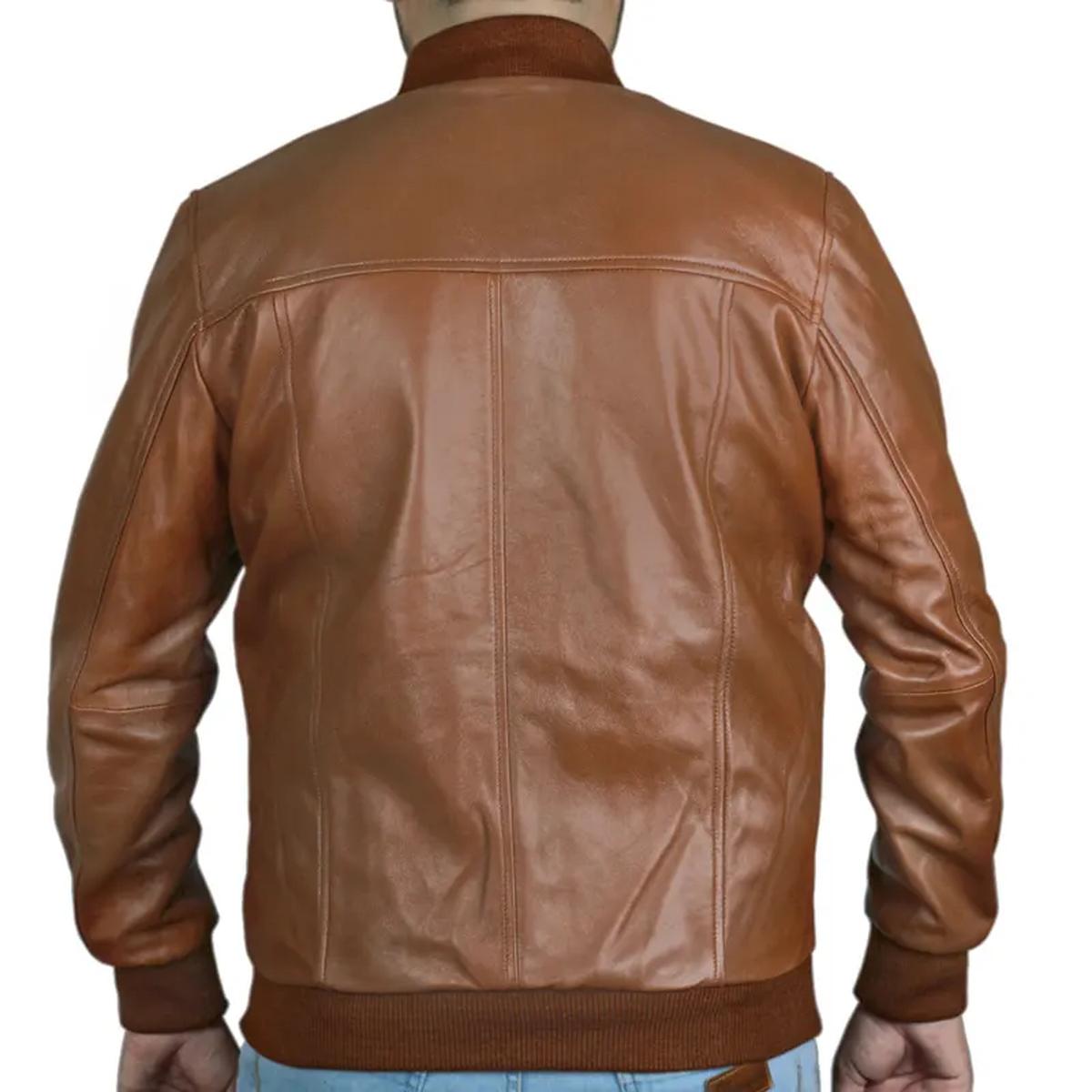 Giacca in pelle da uomo stile bomber biker slim fit