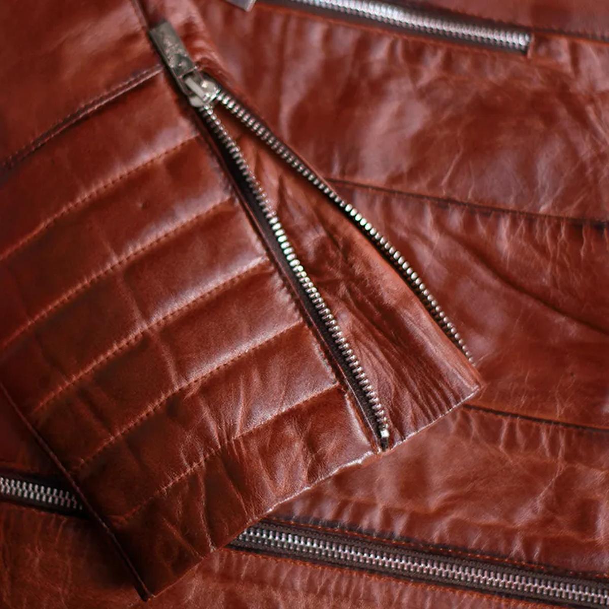 Giacca da motociclista in pelle da uomo in stile classico Café Racer