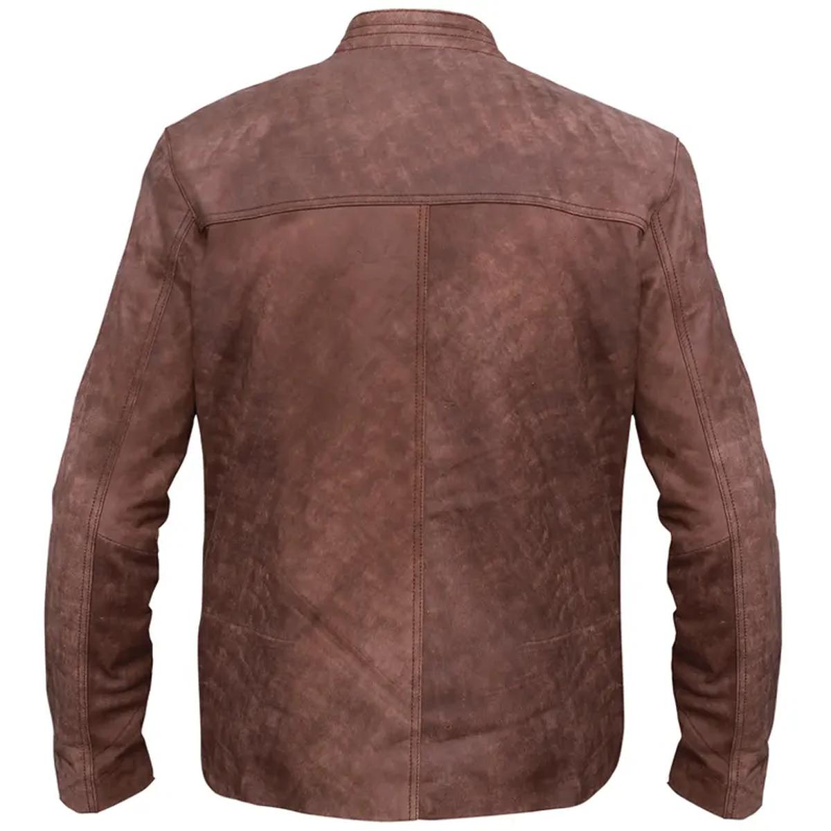 Giacca in pelle marrone chiaro effetto invecchiato da uomo