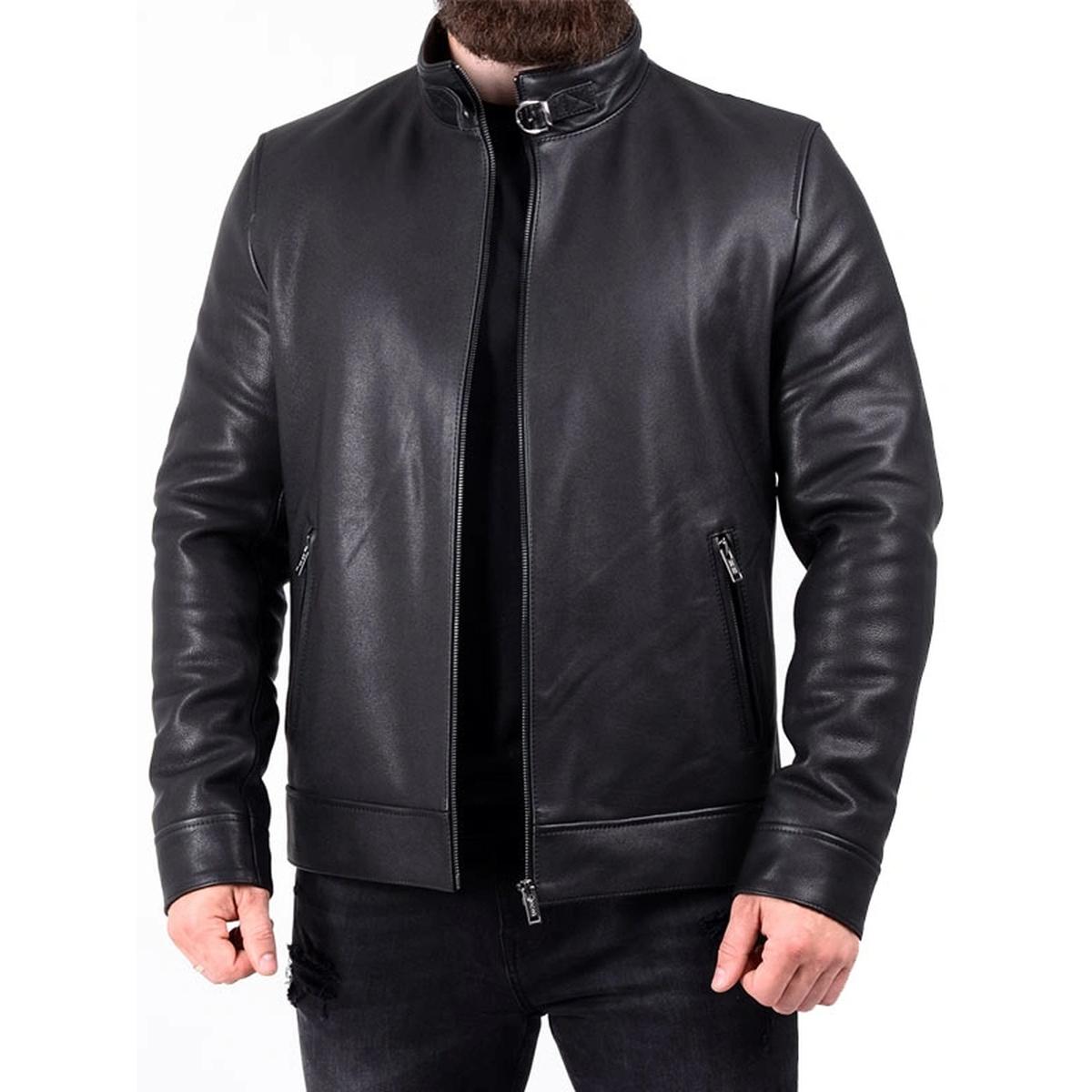Giacca da motociclista in vera pelle da uomo