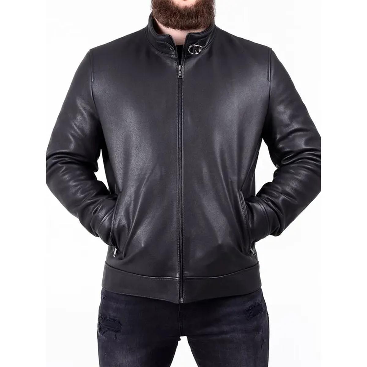 Giacca da motociclista in vera pelle da uomo