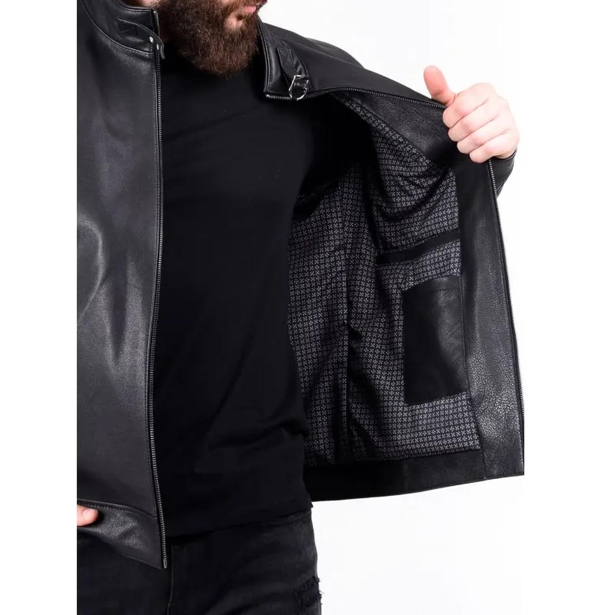 Giacca da motociclista in vera pelle da uomo