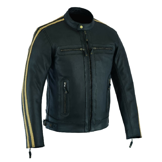 Giacca da motociclista in pelle pieno fiore da uomo