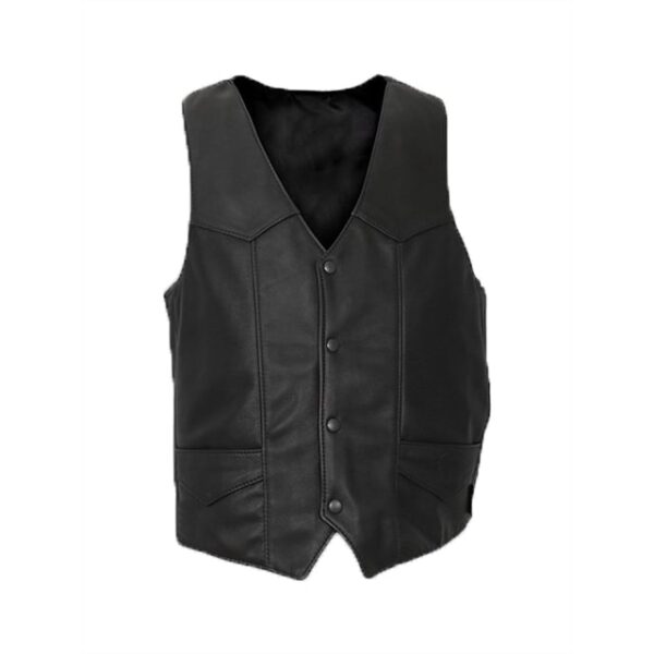 Gilet in pelle grigio cenere da uomo