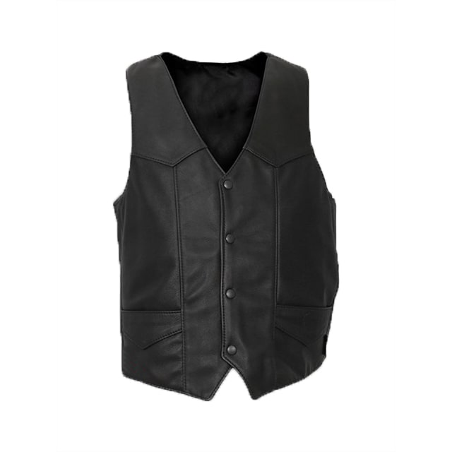 Gilet in pelle grigio cenere da uomo