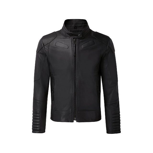 Giacca da motociclista nera da uomo in vera pelle