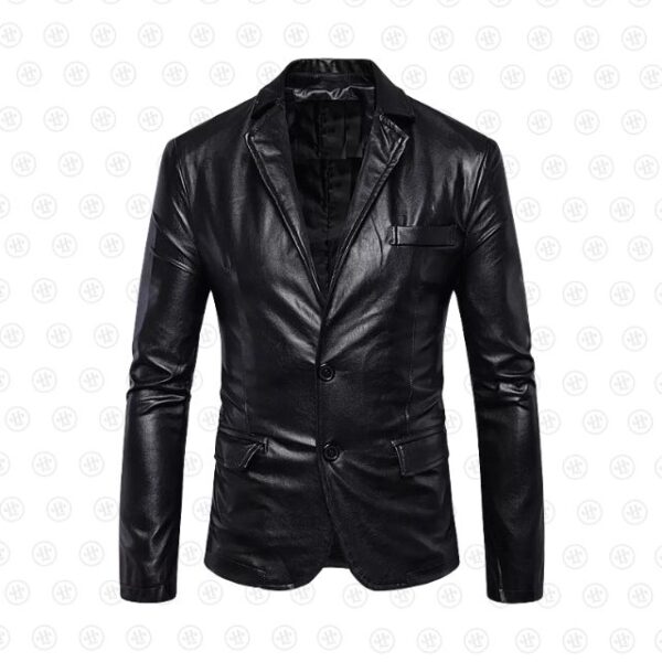 Giacca in pelle da uomo con colletto a revers