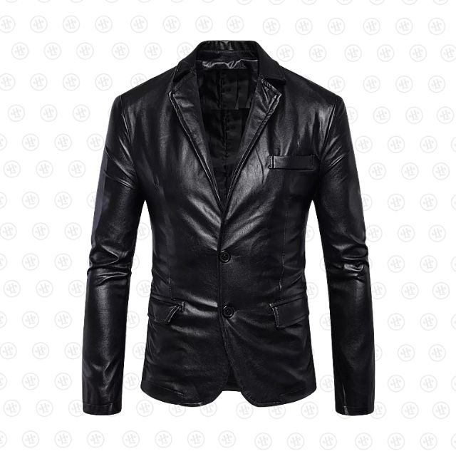 Giacca in pelle da uomo con colletto a revers