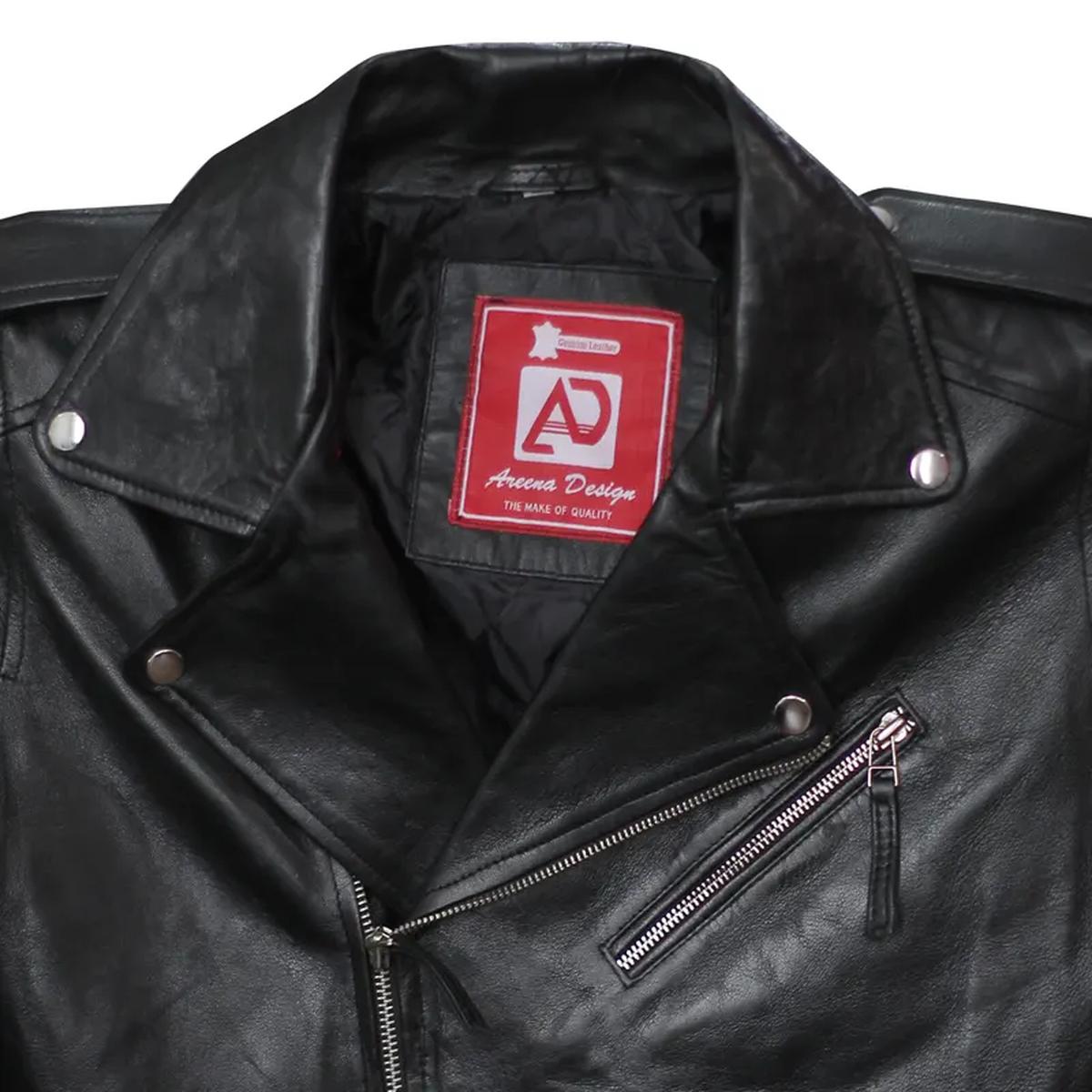 Giacca in pelle da uomo slim fit in stile motociclista