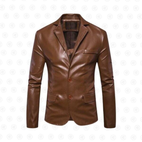 Giacca in pelle da uomo con colletto a revers