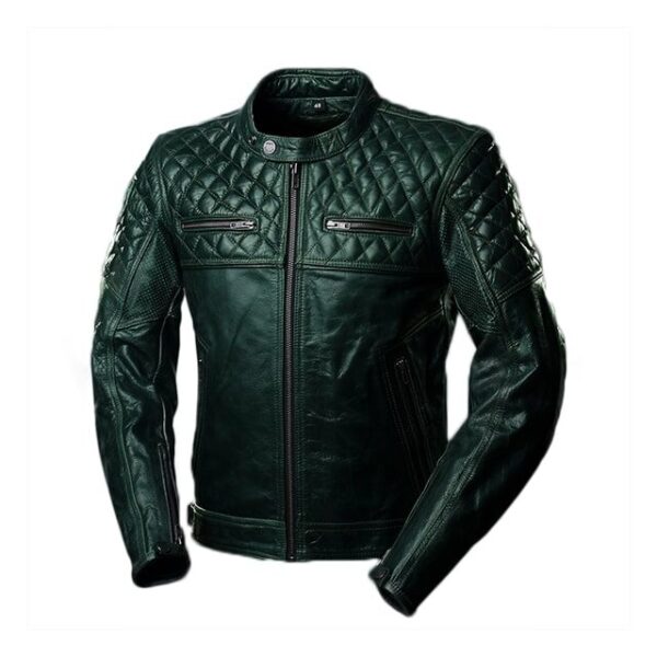 Giacca da uomo in pelle trapuntata stile Cafe Racer Racing Scrambler
