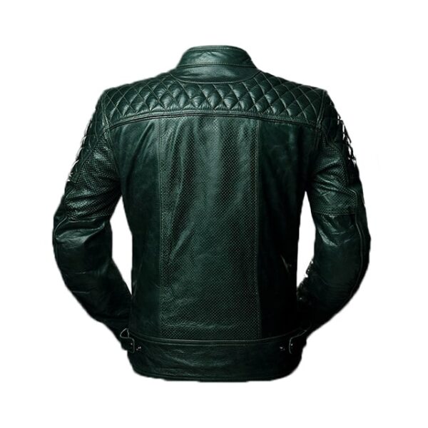 Giacca da uomo in pelle trapuntata stile Cafe Racer Racing Scrambler