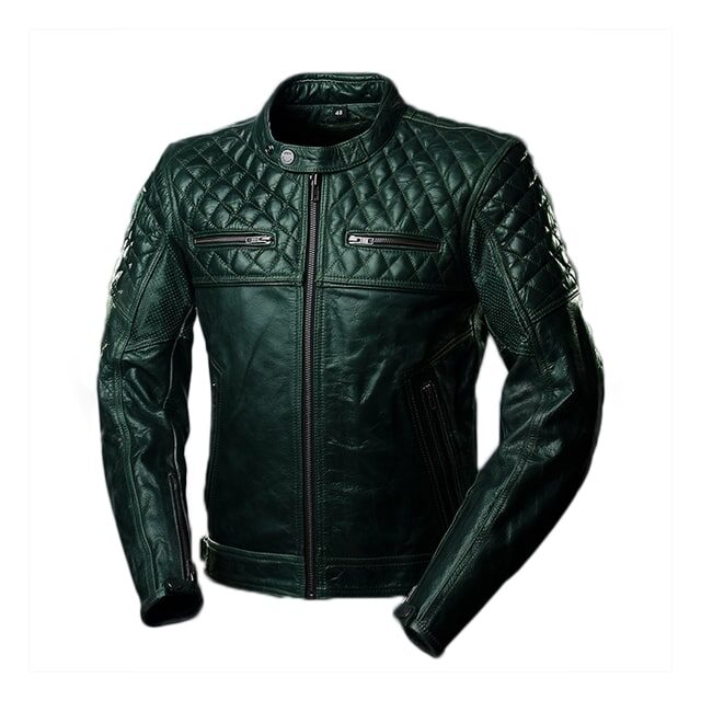 Giacca da uomo in pelle trapuntata stile Cafe Racer Racing Scrambler