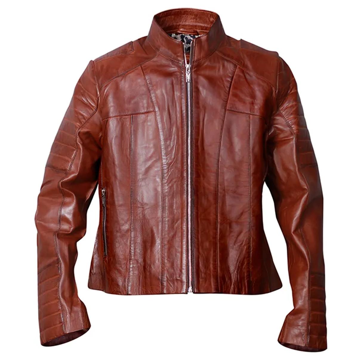 Giacca da motociclista in pelle da uomo in stile classico Café Racer