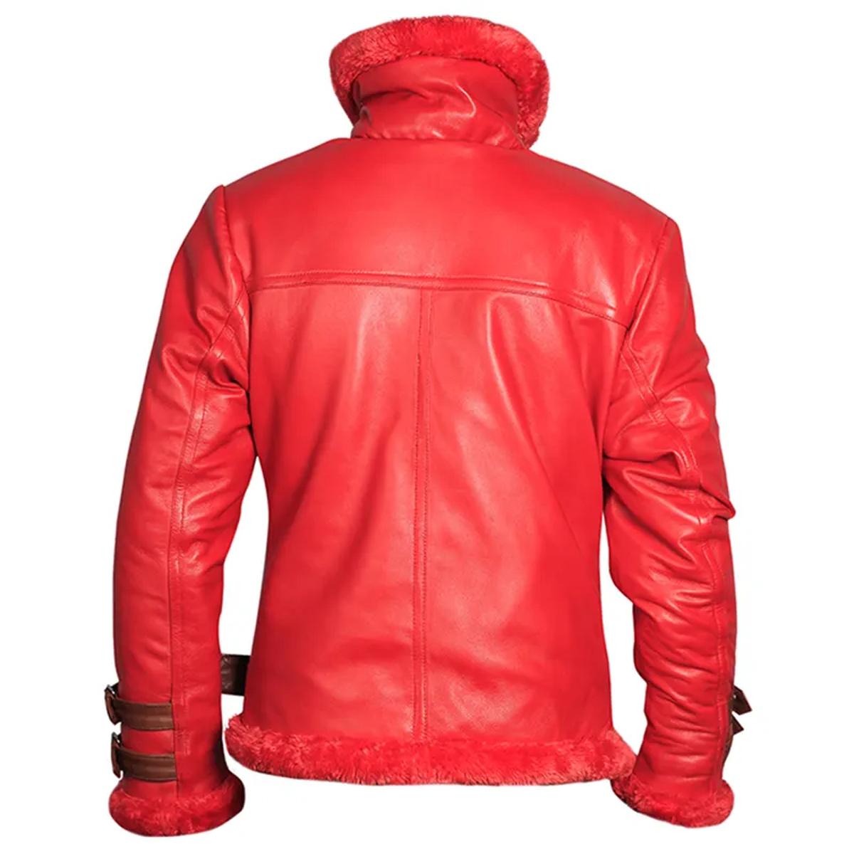 Giacca in pelle di montone rossa da uomo