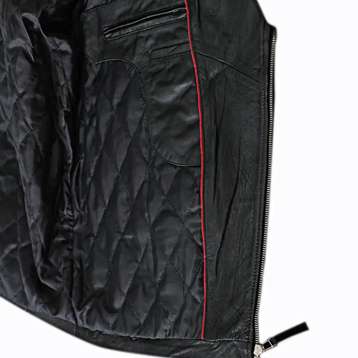 Giacca in pelle da uomo slim fit in stile motociclista