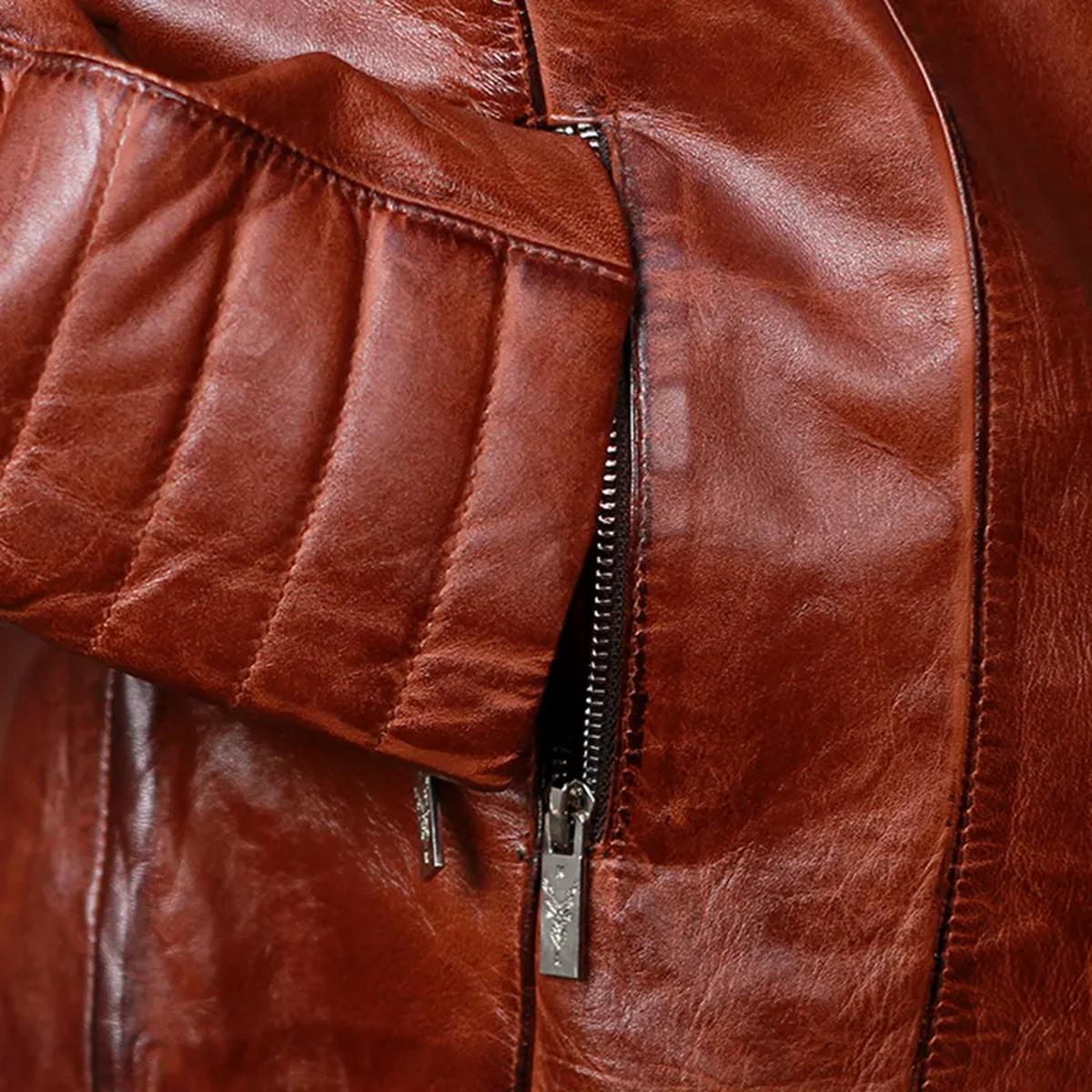 Giacca da motociclista in pelle da uomo in stile classico Café Racer
