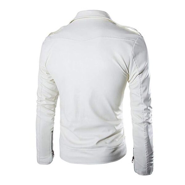 Giacca da uomo in vera pelle di agnello bianca slim fit