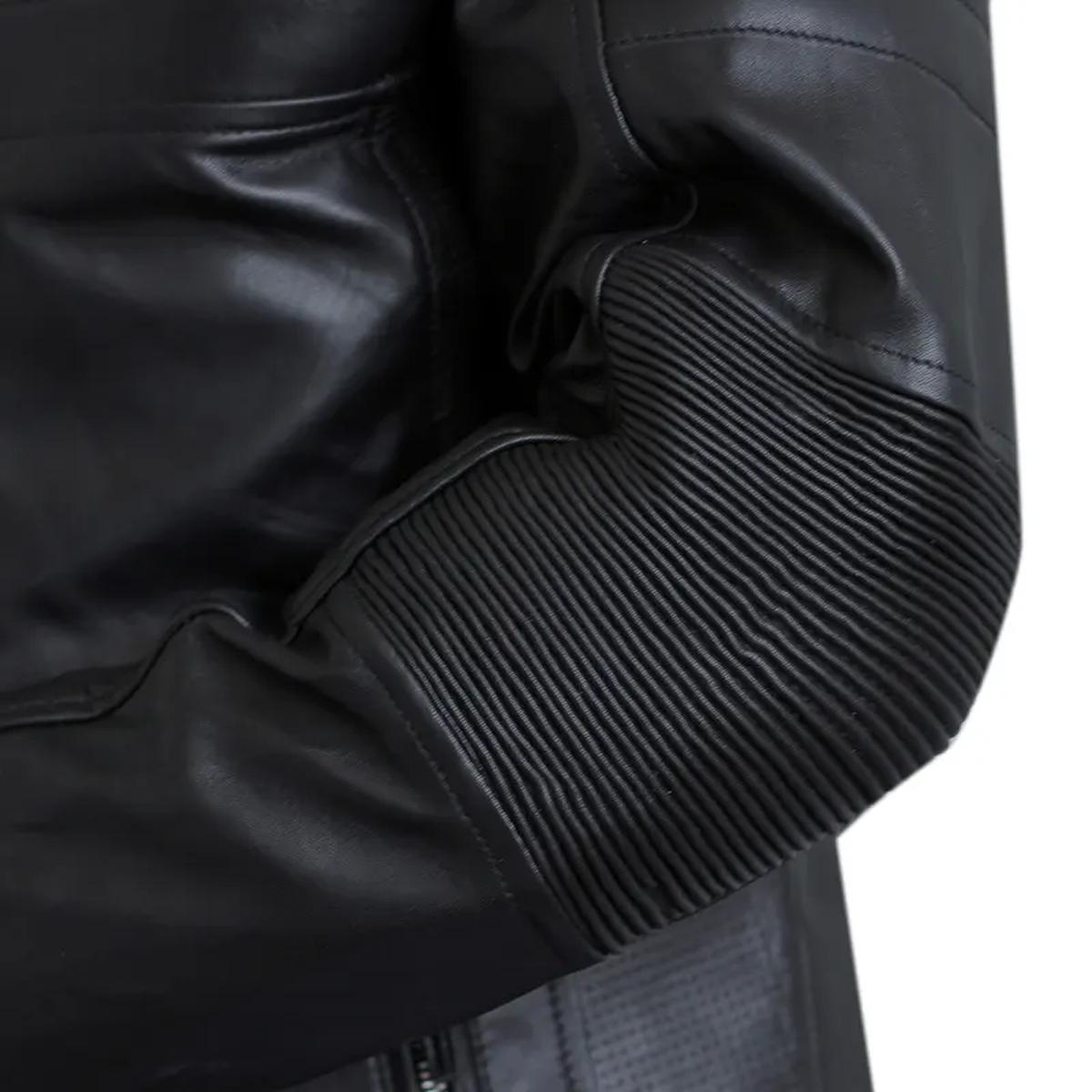 Giacca da motociclista in pelle nera classica da uomo, modello Cafe Racer