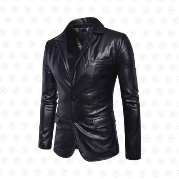 Giacca in pelle da uomo con colletto a revers