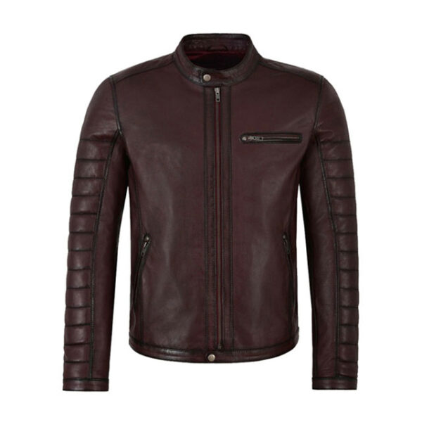Giacca in pelle da motociclista Café Racer in pelle di agnello da uomo