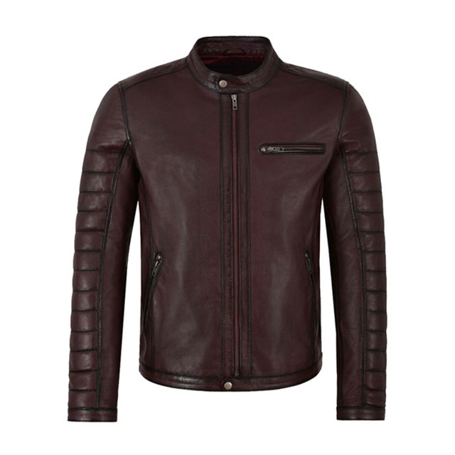 Giacca in pelle da motociclista Café Racer in pelle di agnello da uomo
