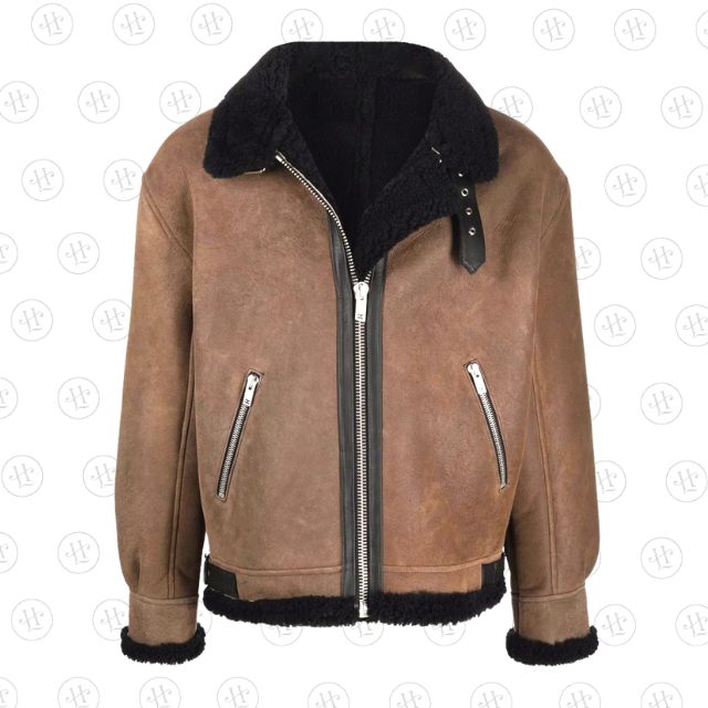 Giacca da uomo in pelle di pecora foderata in shearling