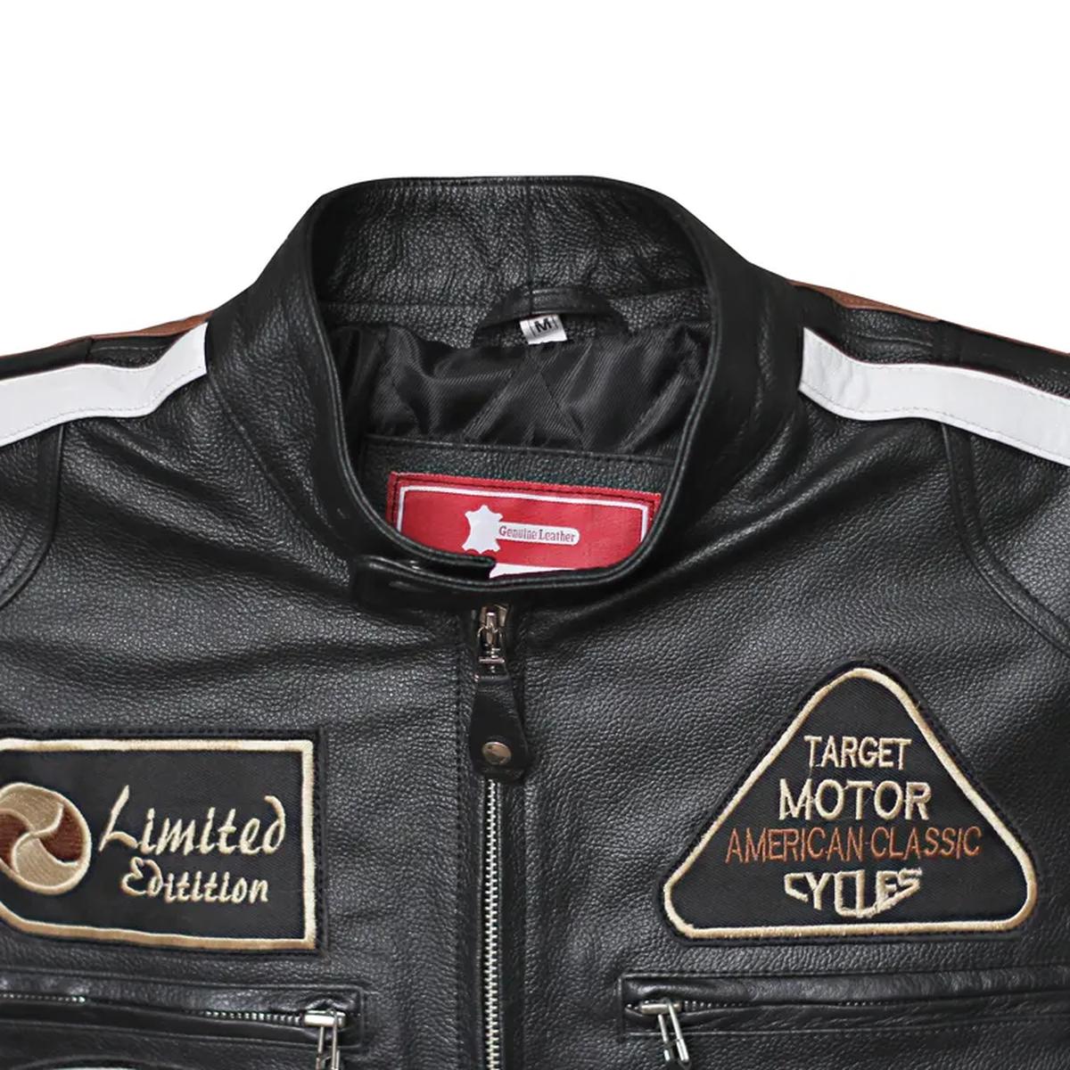 Giacca in pelle di pecora nera American Classic Urban Motors da uomo