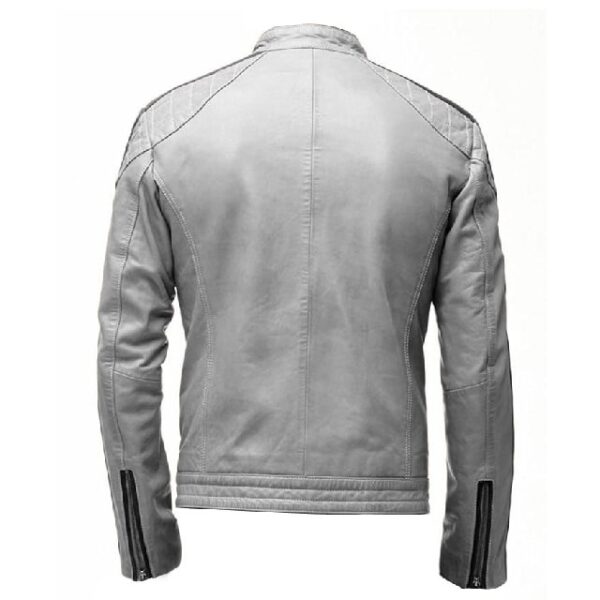 Giacca in pelle da motociclista a righe da uomo in stile Café Racer