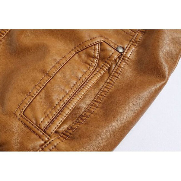 Giacca in pelle da motociclista vintage con cappuccio da uomo