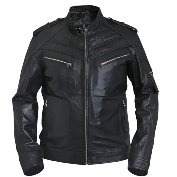 Giacca in pelle da motociclista vintage retrò da uomo