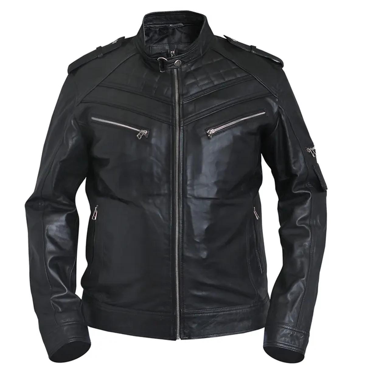 Giacca in pelle da motociclista vintage retrò da uomo