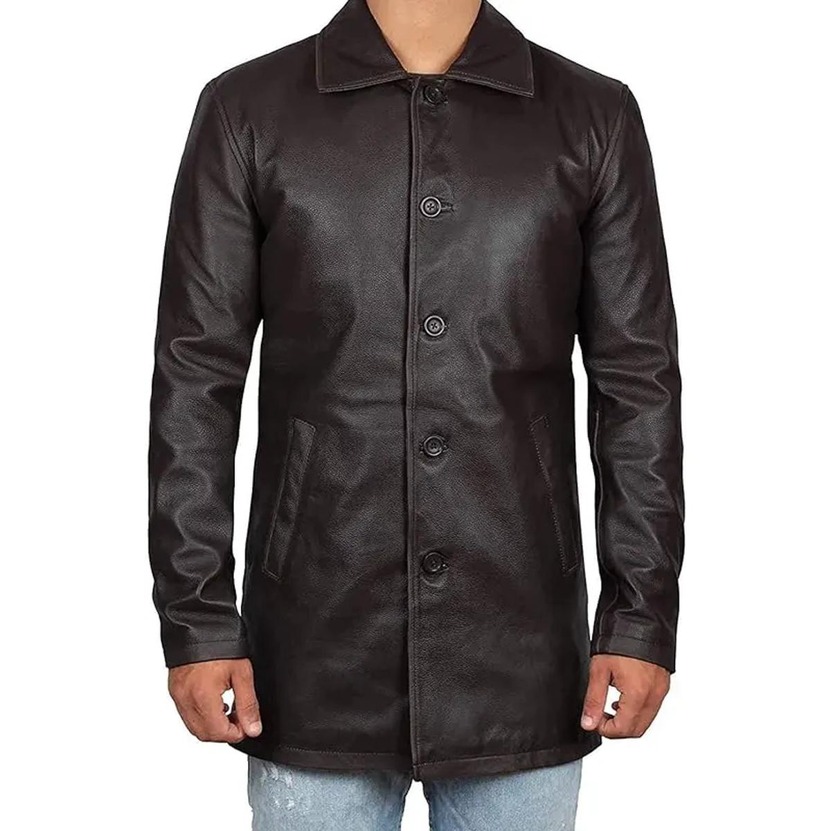 Soprabito in pelle marrone in stile vintage