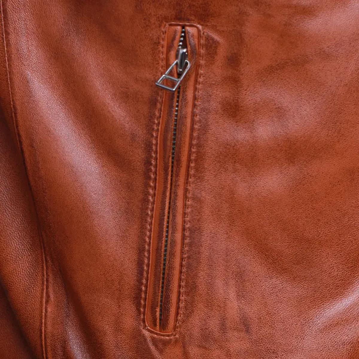 Gilet in pelle marrone da motociclista rocker da uomo alla moda