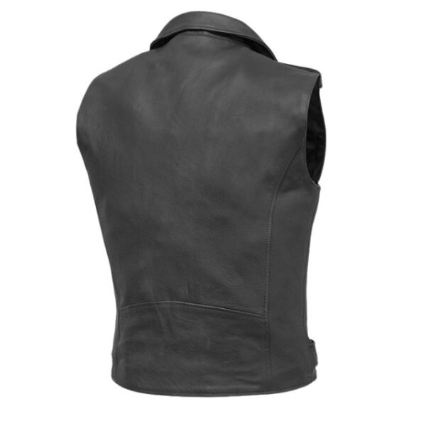 Gilet in pelle da motociclista da uomo