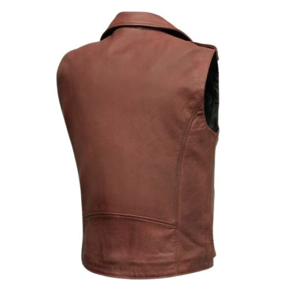 Gilet in pelle da motociclista da uomo