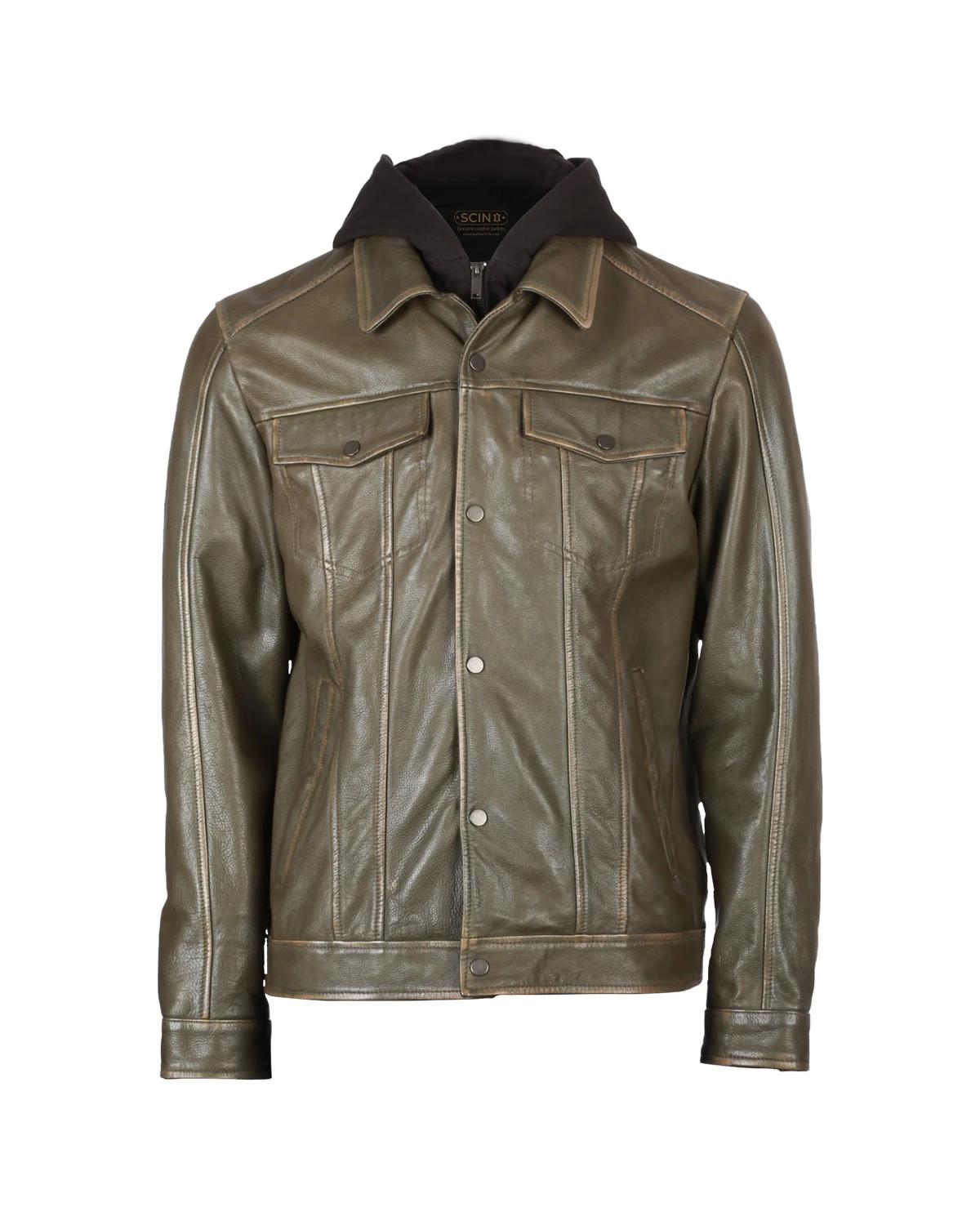 Giacca in pelle di pecora con cappuccio Ruboff Sheepskin da uomo