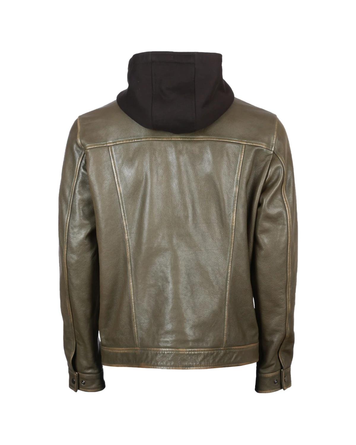 Giacca in pelle di pecora con cappuccio Ruboff Sheepskin da uomo