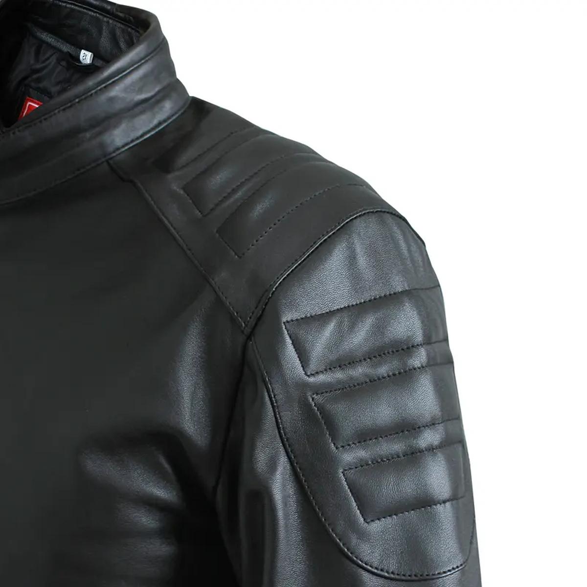 Giacca da motociclista classica nera da uomo in vera pelle
