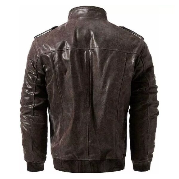 Nuova giacca da motociclista in pelle marrone da uomo, modello Cafe Racer