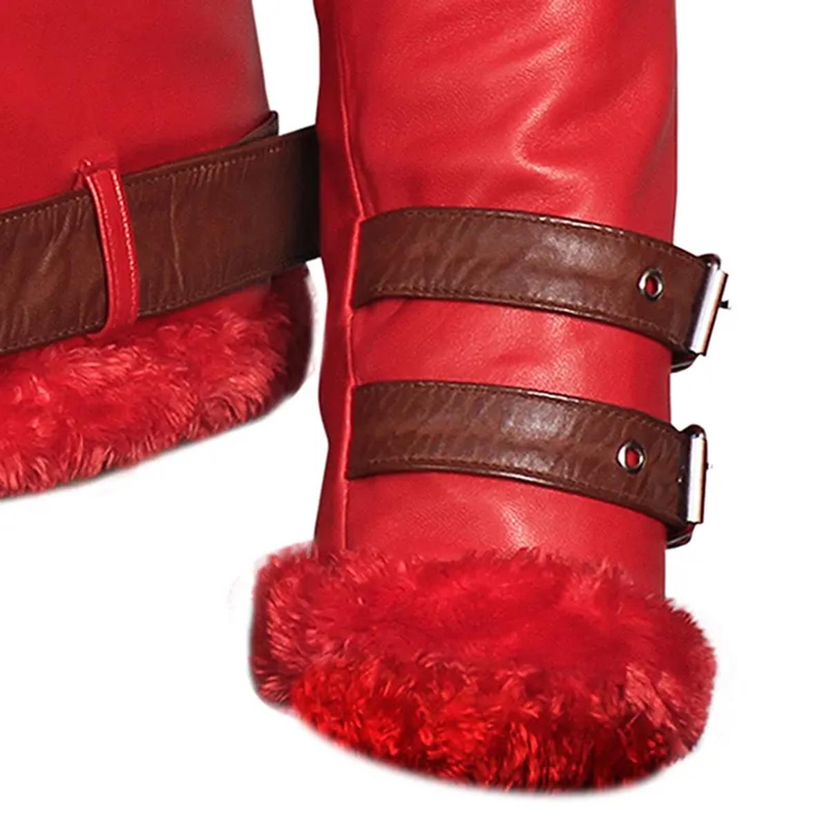 Giacca in pelle di montone rossa da uomo