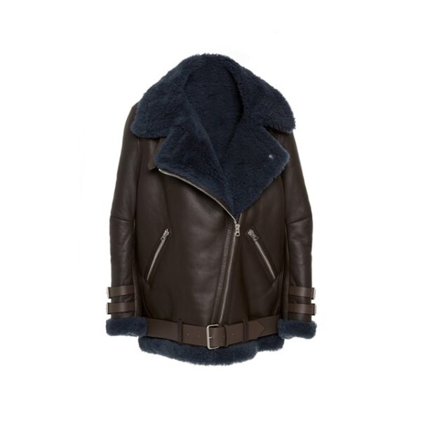 Giacca oversize in pelle e montone Velocite da donna