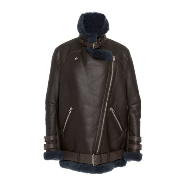 Giacca oversize in pelle e montone Velocite da donna