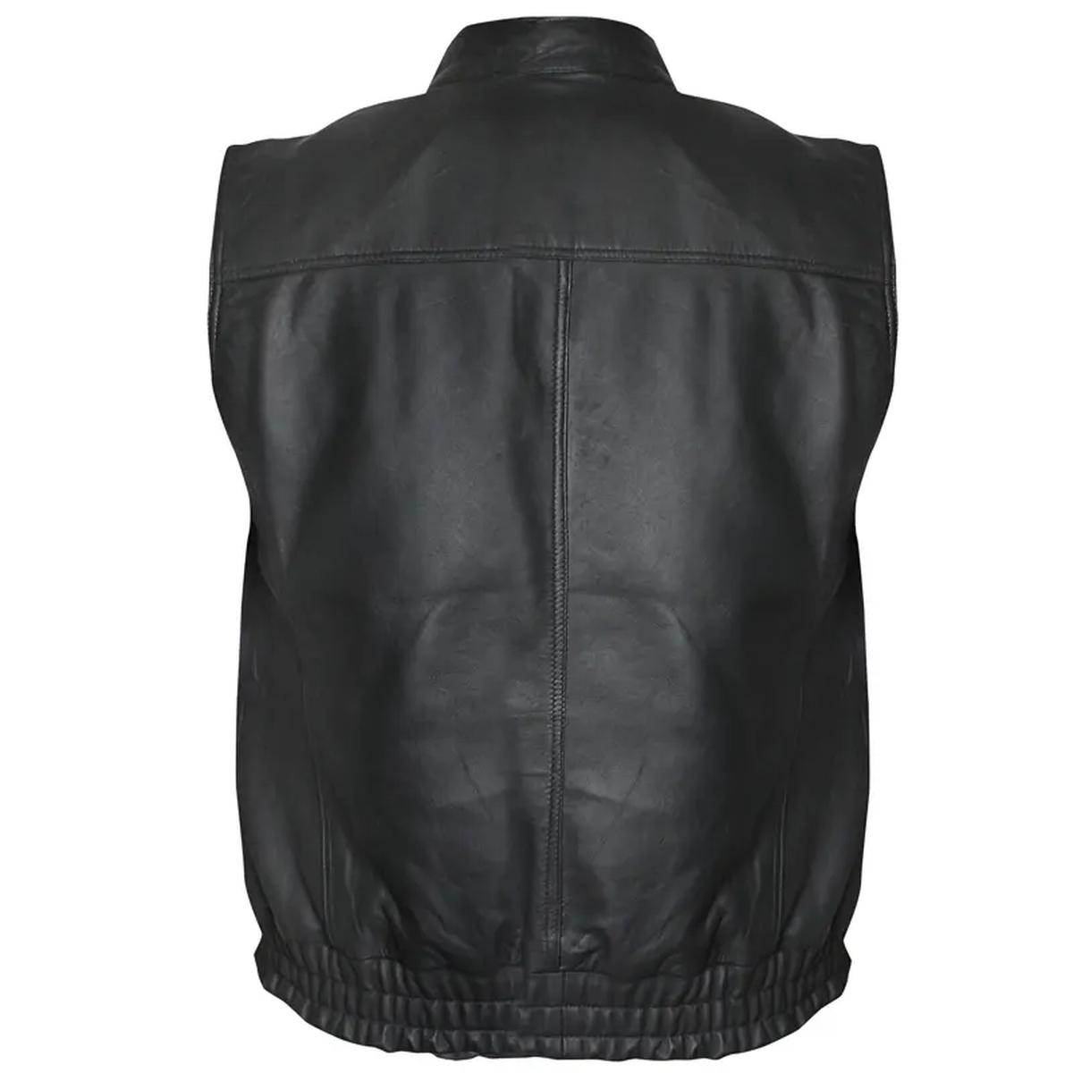 Gilet da motociclista in vera pelle nera di alta qualità per uomo